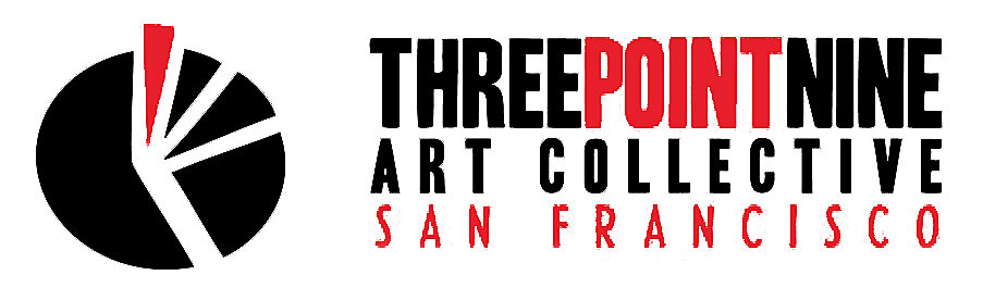 Graphic logo for Three Point Nine Art Collective. 