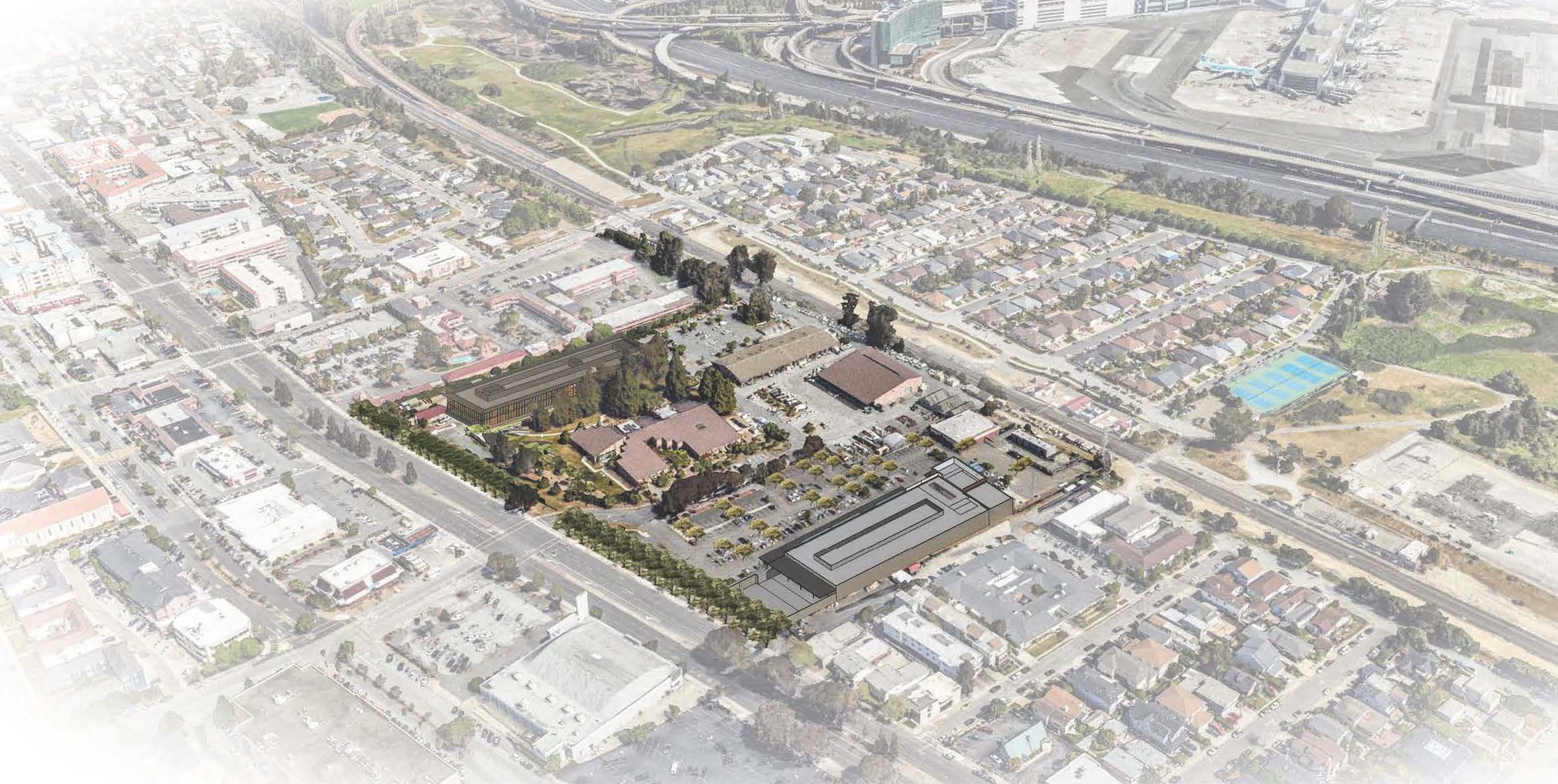 Aerial view of rendered Millbrae Operations Site Plan