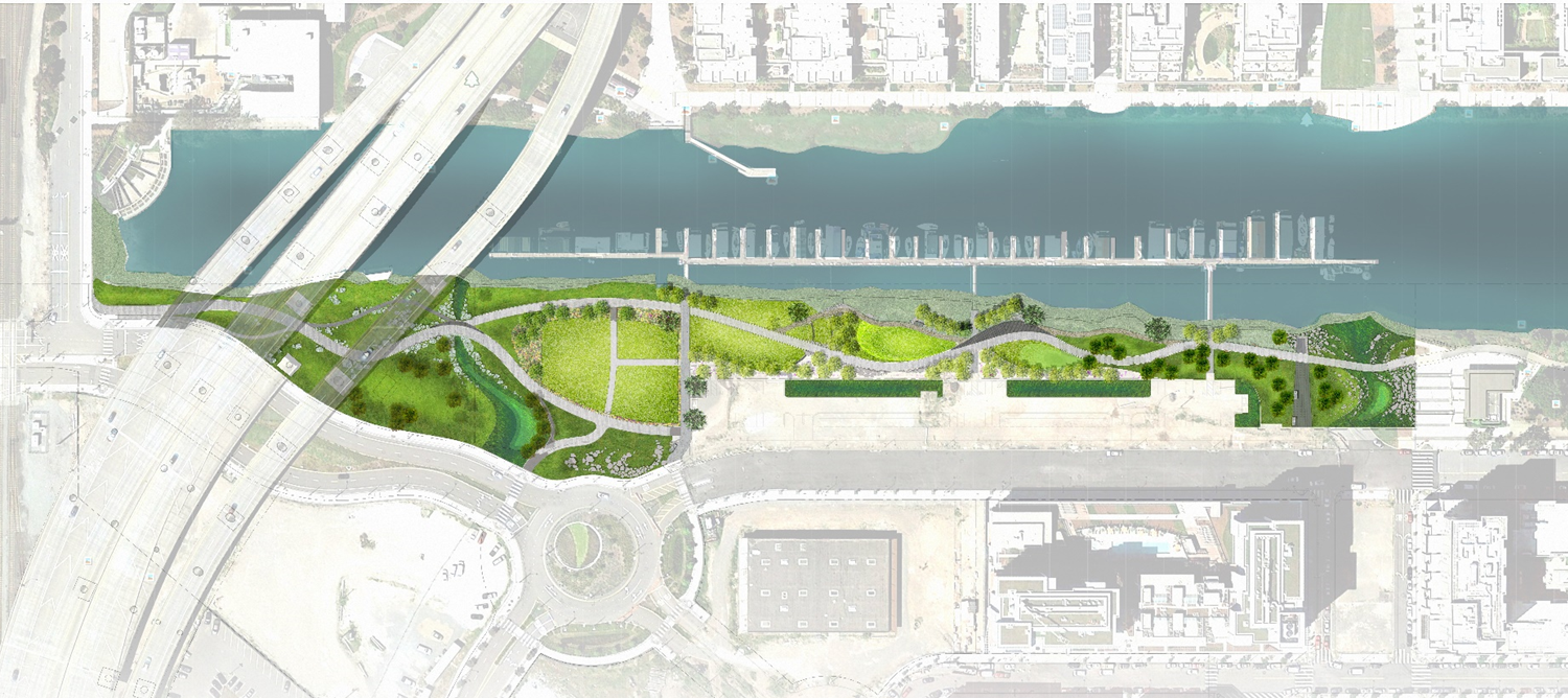 Aerial view of Mission Creek Park area of San Francisco