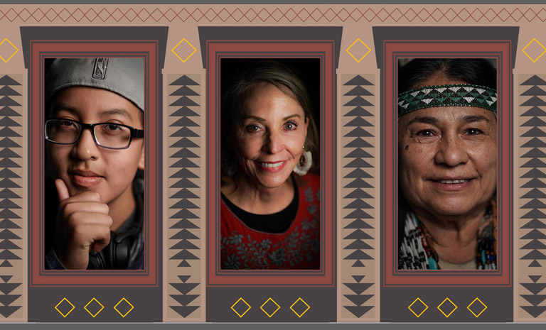 Reclaiming Space: Projected Portraits of the American Indian Community A triptych featuring three members of the Bay Area's Native American Community including Supervisor Vallie Brown