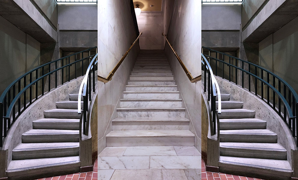 3 images of stairwell's in SF City Hall