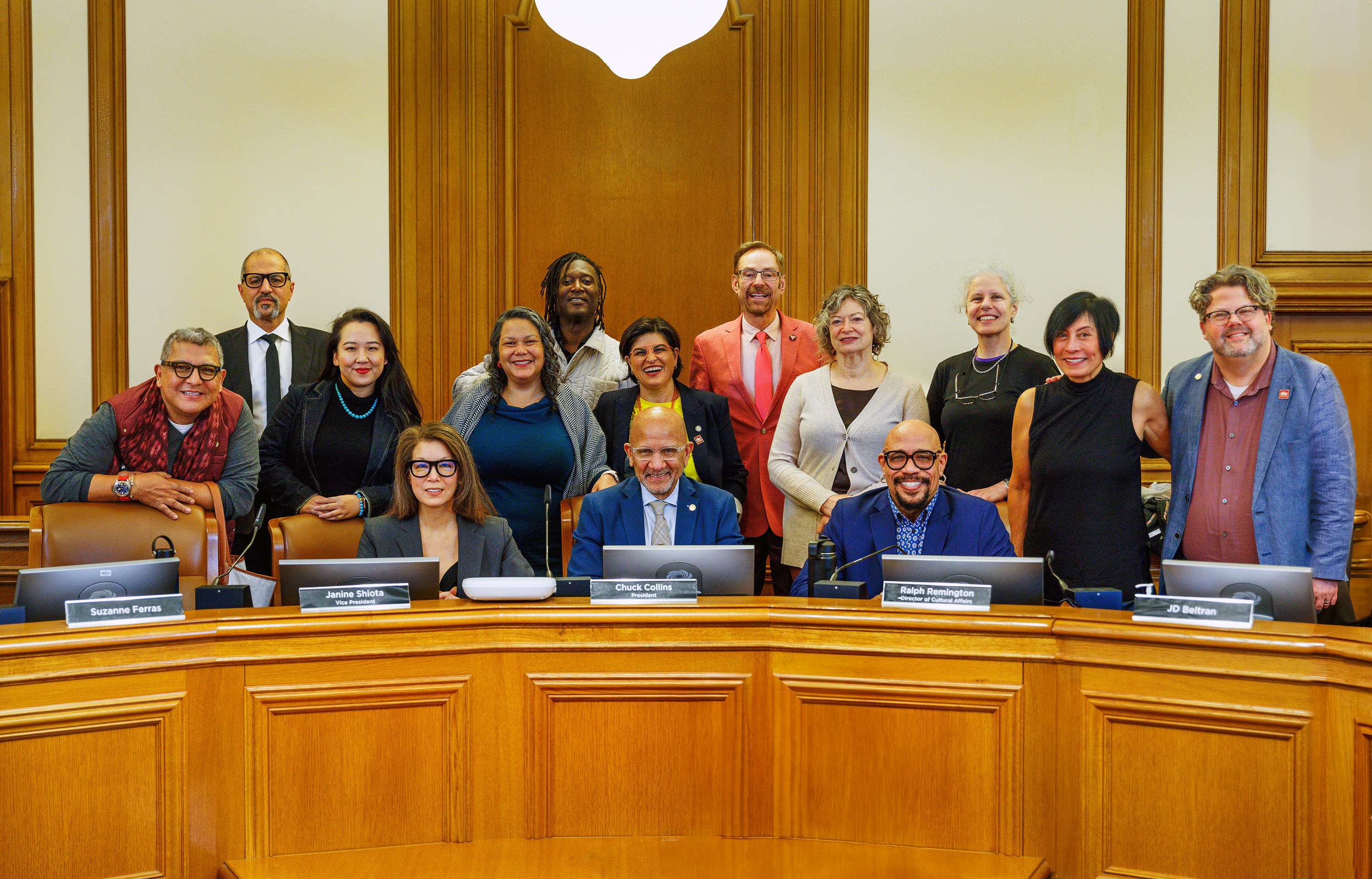 Group photo of SFAC Commissioners and Director of Cultural Affairs