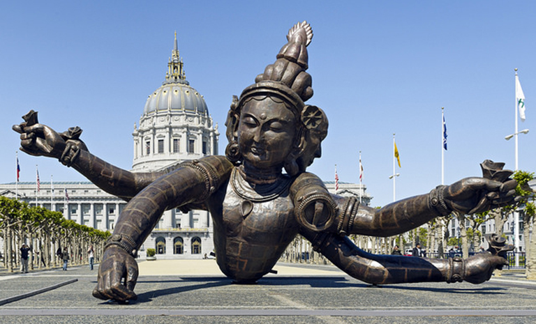 Civic Center Plaza: Zhang Huan, Three Heads, Six Arms, 2010.