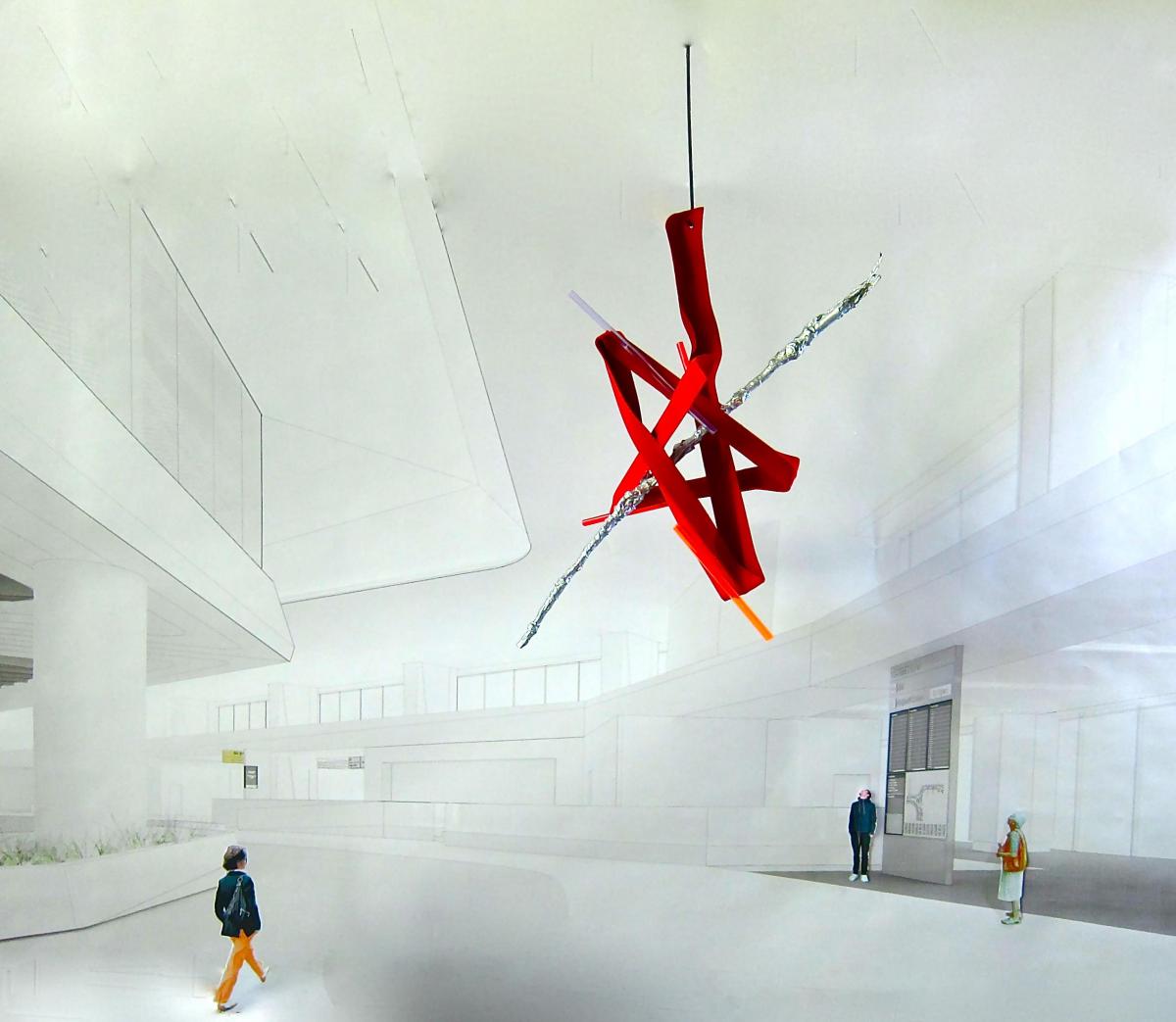 Suspended sculpture by Mark Handforth
