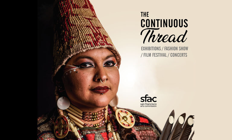American Indian Initiative: The Continuous Thread Image of a Native American Woman with the title of the initiative The Continuous Thread