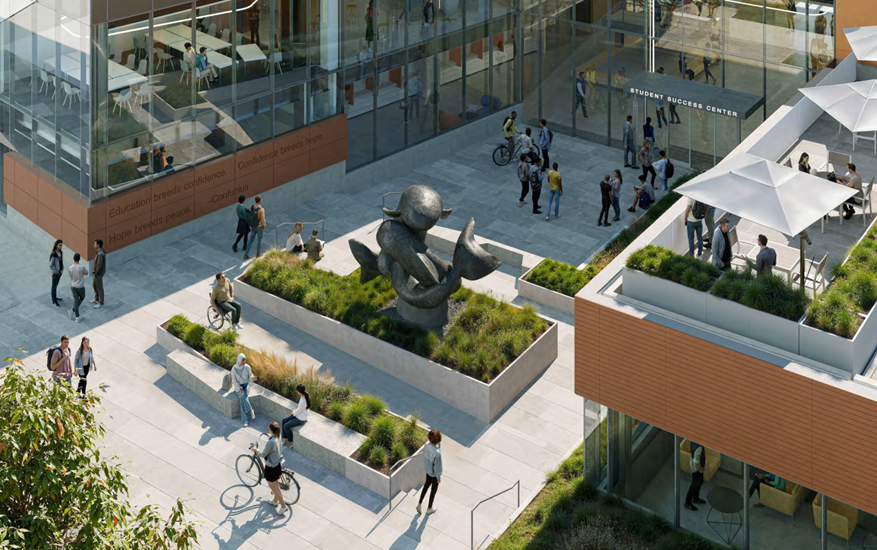(Image: Rendering of Restored Whales sculpture by Robert B. Howard at City College of San Francisco Student Success Center. Rendering Courtesy of CCSF/SFAC)