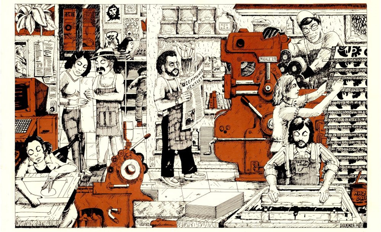 A day in the life, 1981. Herbert Sigüenza. Printed by La Raza Graphics 