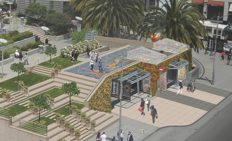 Artists Hughen/Starkweather's proposal for Union Square/Market Street Station.