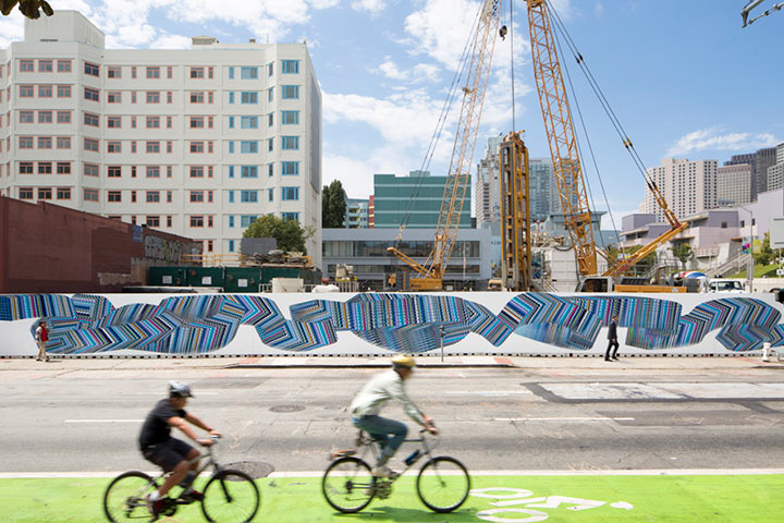 Randy Colosky’s mural on the construction barricades