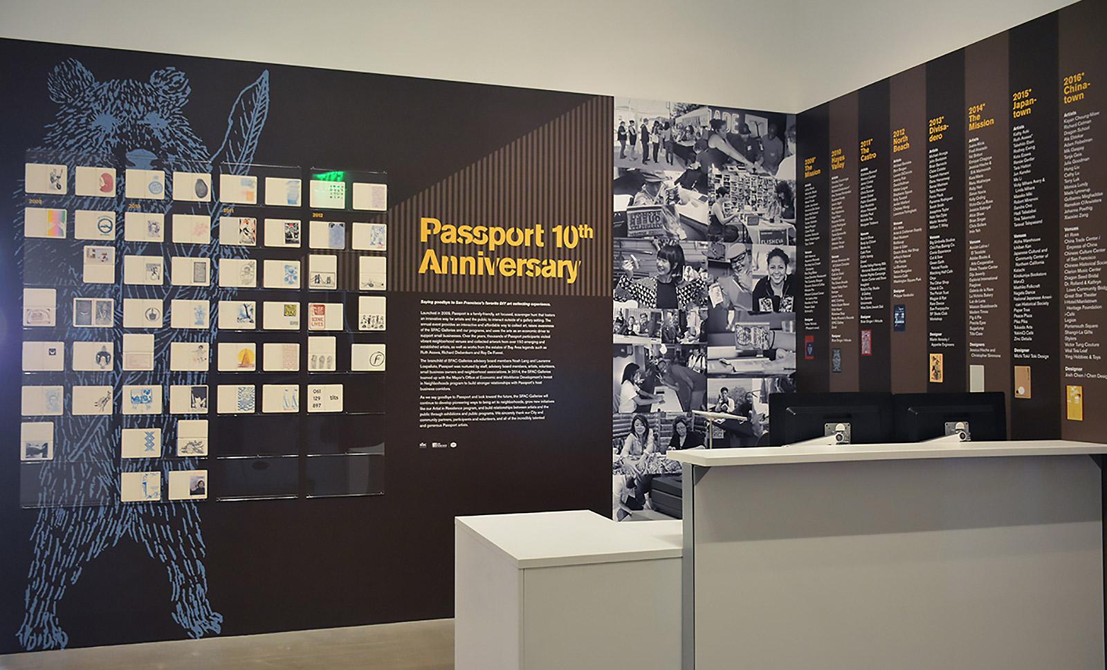 SFAC Main Gallery exhibit: 9 years of Passport event stamps
